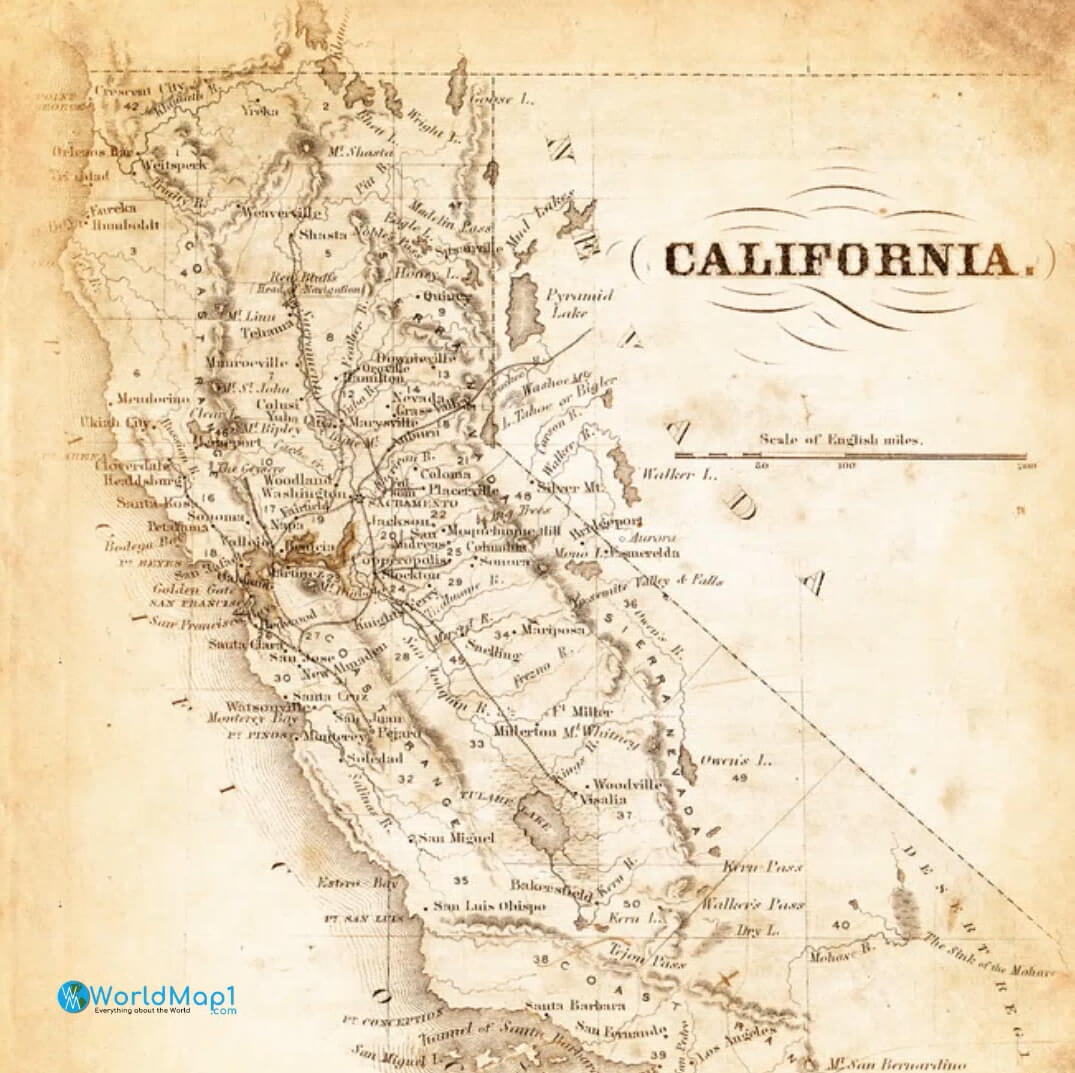 Carte historique de la Californie
